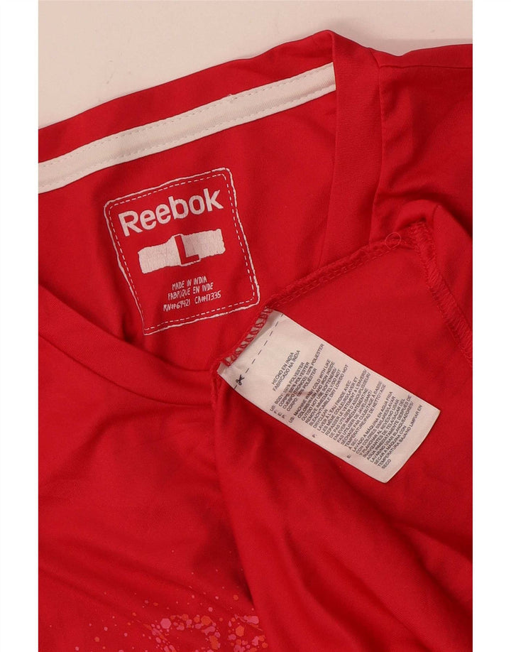 Женская футболка с рисунком Reebok Top UK 14, большой розовый полиэстер
