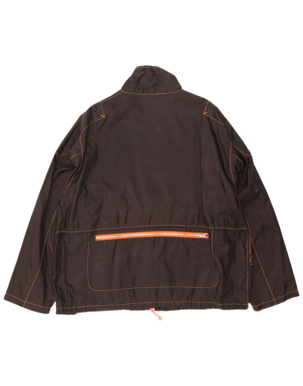 Винтажная мужская дождевик UK 42 XL, черный нейлон с цветными блоками