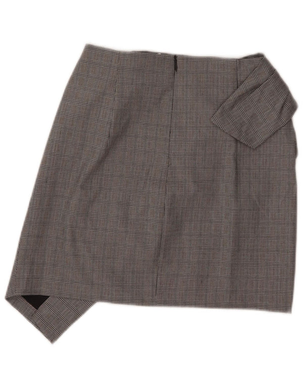 Женская мини-асимметричная юбка Zara XS W26 серая в клетку из полиамида