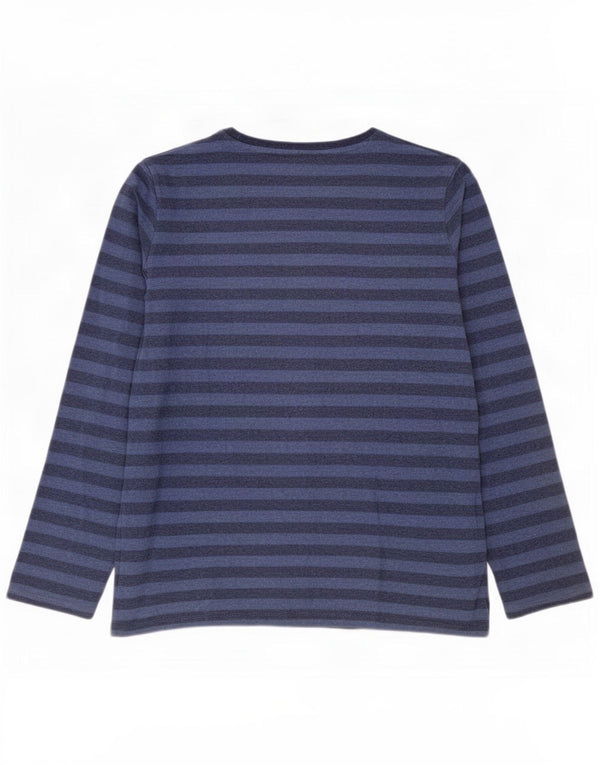 Massimo Dutti Хлопковый топ с длинными рукавами и рисунком для мальчиков, 13–14 лет, в синюю полоску