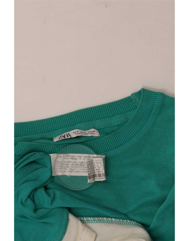 Мужская футболка Zara, маленькая зеленая хлопковая рубашка с цветными блоками