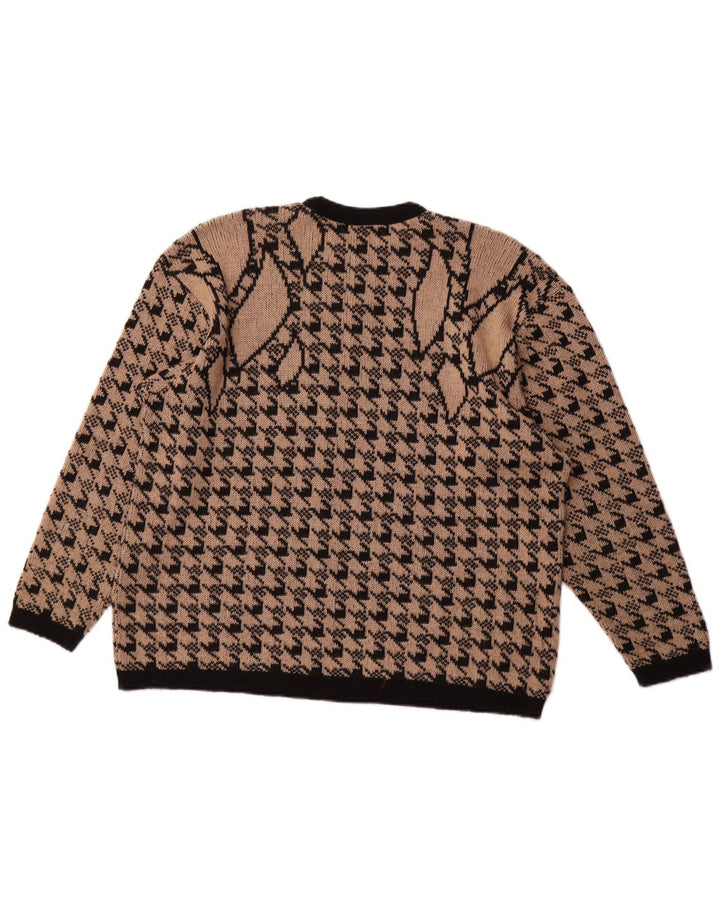 Женский джемпер MERRY FINN с круглым вырезом, Великобритания 18 XL, коричневый с узором «гусиные лапки»