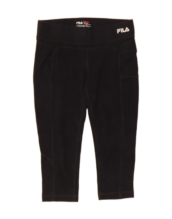 FILA Womens Capri Leggings UK 10 Small  Black Cotton Vintage Fila and Second-Hand Fila from Messina Hembry 