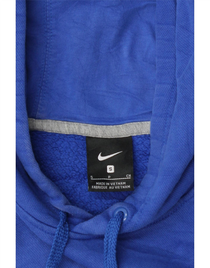 NIKE Mens Graphic Hoodie Jumper Small Blue Cotton