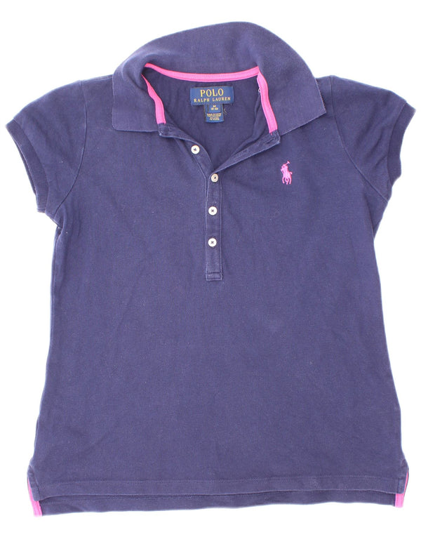 Рубашка Polo Ralph Lauren для девочек 8-9 лет, средний темно-синий хлопок