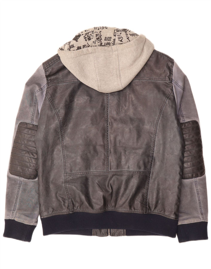 Мужская куртка-бомбер Desigual с капюшоном UK 42 XL Темно-синяя из полиуретана