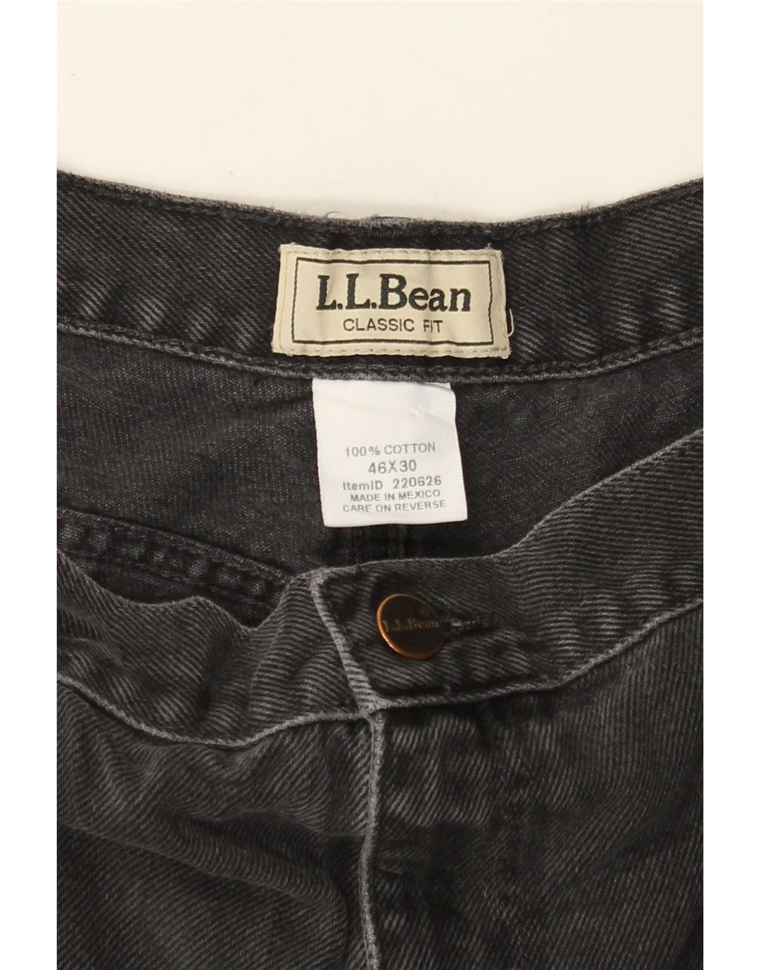 L.L.BEAN Mens Classic Fit Straight Jeans W46 L30 Black Cotton