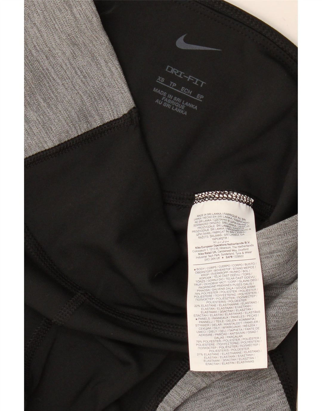 Женские леггинсы NIKE Dri Fit UK 4 XS, черные, полиэстер с цветными блоками