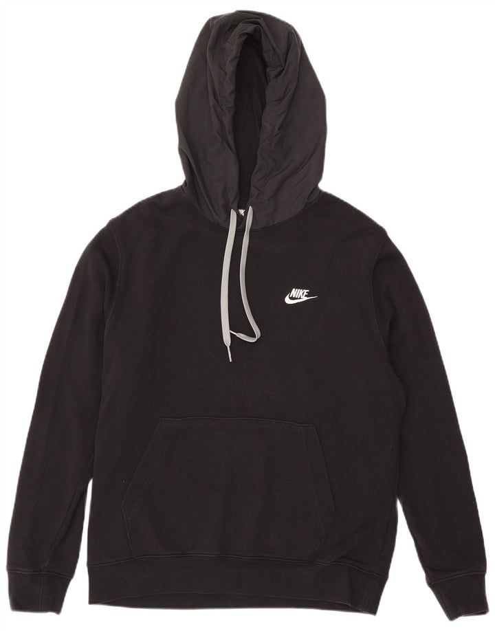Мужской джемпер с капюшоном с рисунком Nike, средний черный, хлопковый