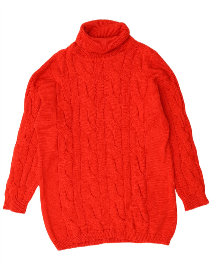 Винтажный женский джемпер с высоким воротником, Великобритания, 16, большой красный цвет