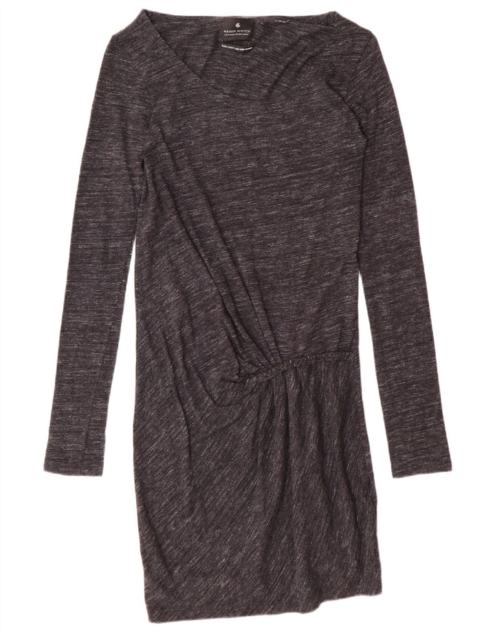MAISON SCOTCH Женское базовое платье с длинным рукавом UK 10, маленькое серое