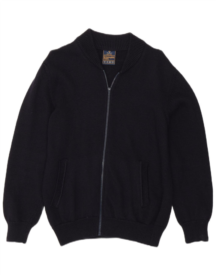 Мужской свитер-кардиган ERMENEGILDO ZEGNA UK 36, маленький, темно-синий, из натуральной шерсти