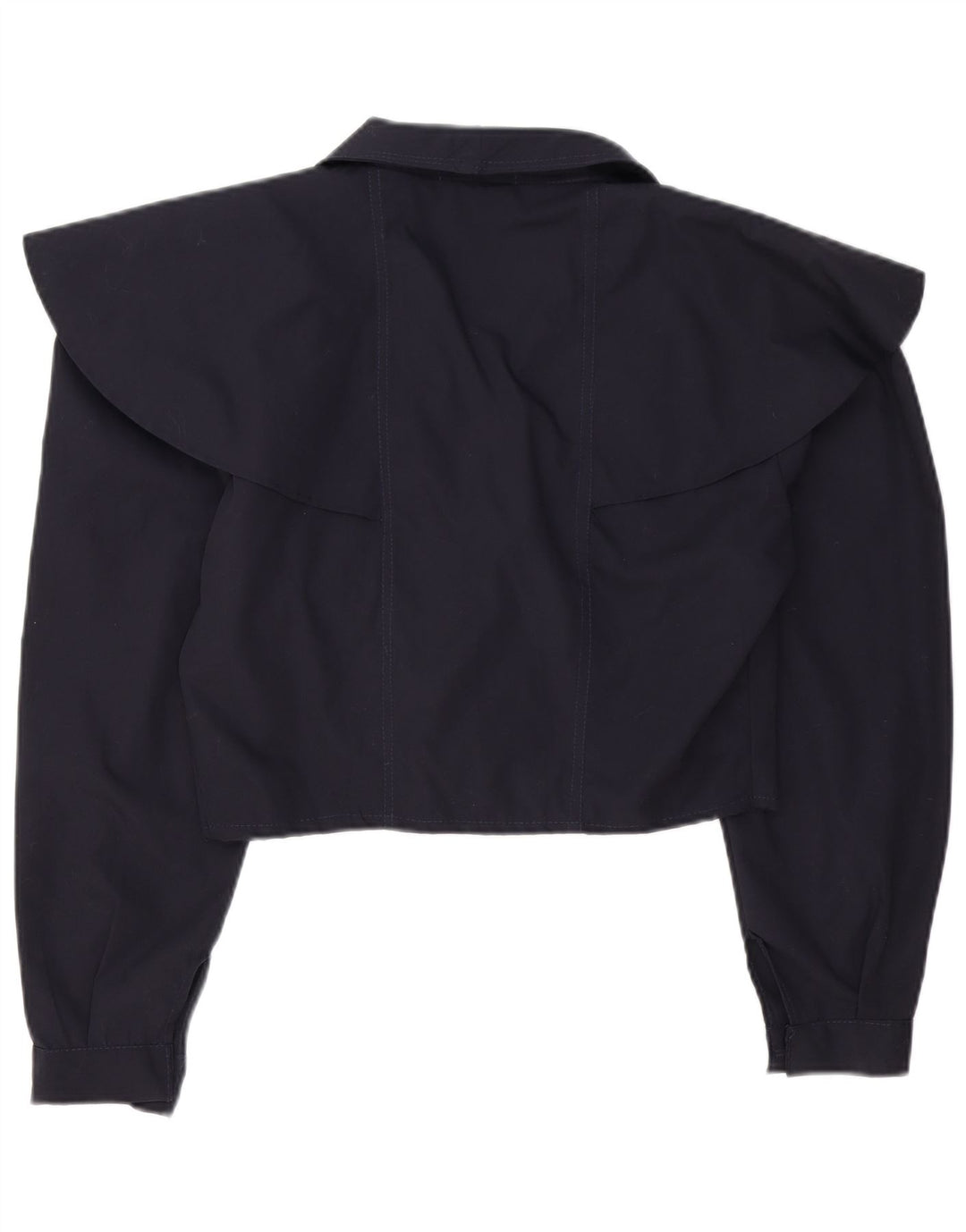 Винтажный женский укороченный двубортный пиджак, Великобритания 14, средний темно-синий