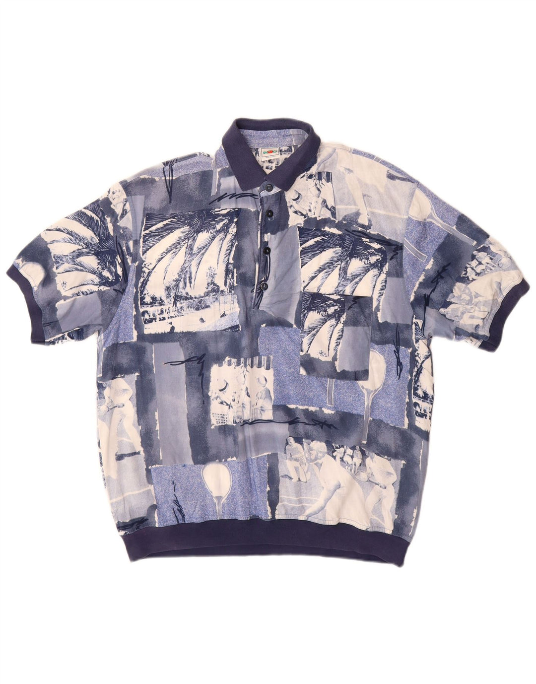 Мужской пуловер с коротким рукавом MANGO, большая синяя лоскутная рубашка