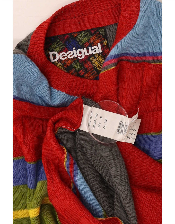 Мужской джемпер с круглым вырезом Desigual, средний разноцветный полосатый свитер