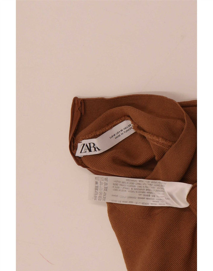 Женская укороченная блузка Zara UK 12, средний бежевый вискоза