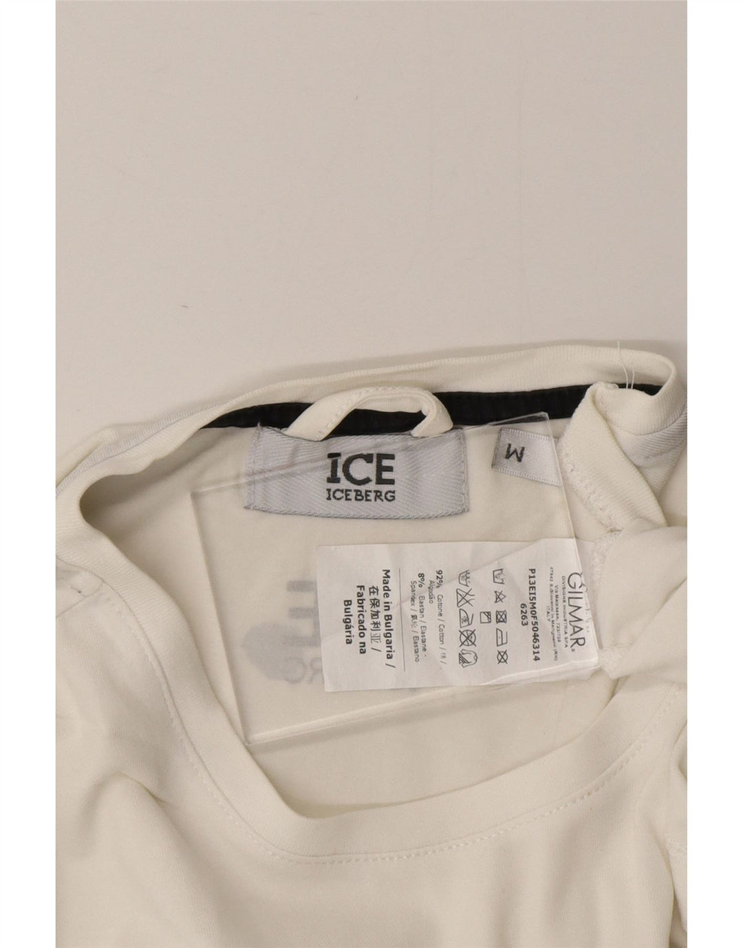 ICEBERG Мужская футболка с рисунком Топ среднего размера, белый хлопок