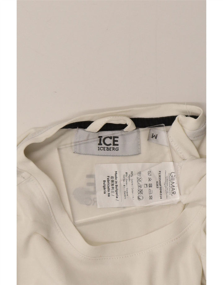 ICEBERG Мужская футболка с рисунком Топ среднего размера, белый хлопок