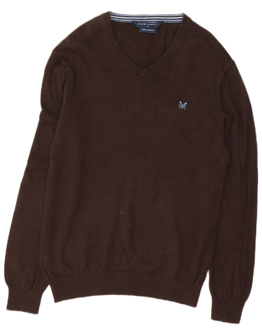 Crew Clothing Мужской джемпер с v-образным вырезом, свитер среднего коричневого цвета, хлопок