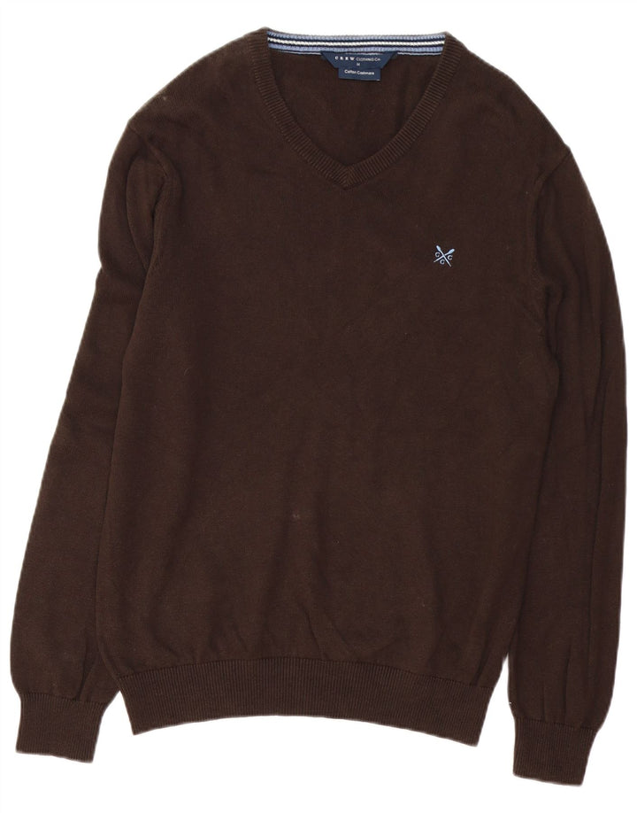Crew Clothing Мужской джемпер с v-образным вырезом, свитер среднего коричневого цвета, хлопок