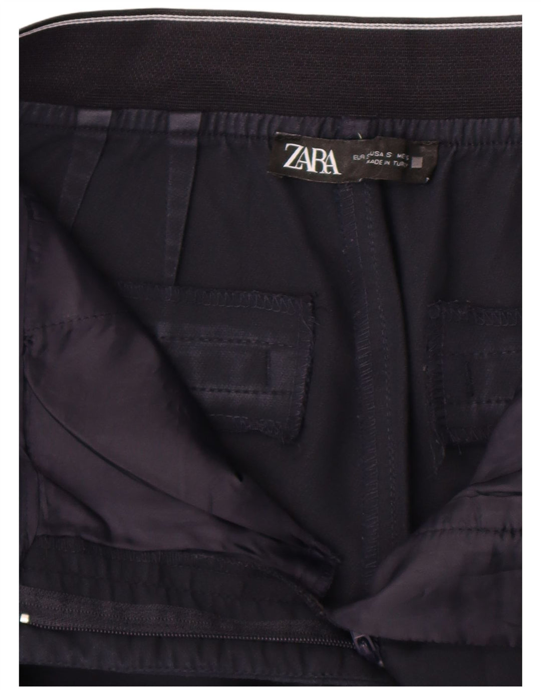 Женские узкие укороченные брюки Zara, маленькие W28 L24, темно-синие