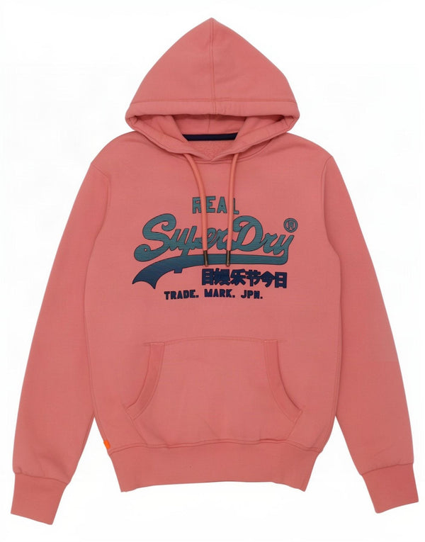 Женский джемпер с капюшоном оверсайз с рисунком Superdry UK 6 XS, розовый хлопок
