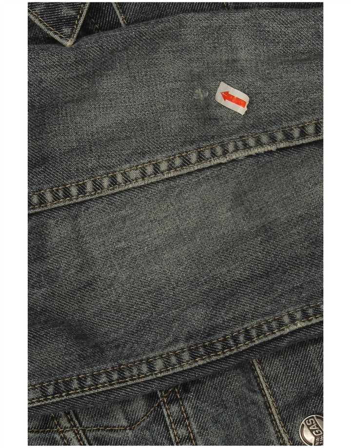 Женская укороченная джинсовая куртка Gas UK 14, хлопок среднего синего цвета