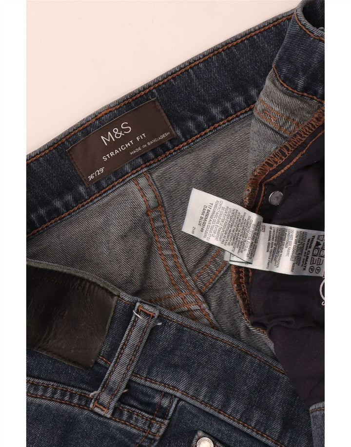 Мужские прямые джинсы Marks & Spencer W36 L29 темно-синие, хлопок