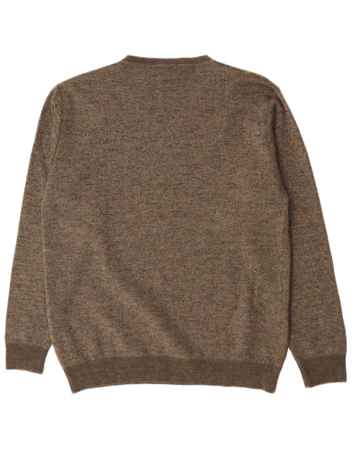 Мужской джемпер с v-образным вырезом Rodes, шерстяной свитер среднего зеленого цвета в полоску