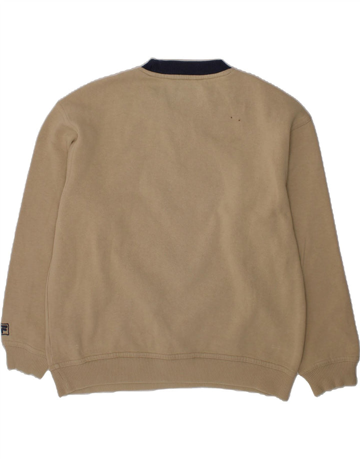 FILA Boys Graphic Sweatshirt Jumper 10-11 Years Beige Cotton Vintage Fila and Second-Hand Fila from Messina Hembry 