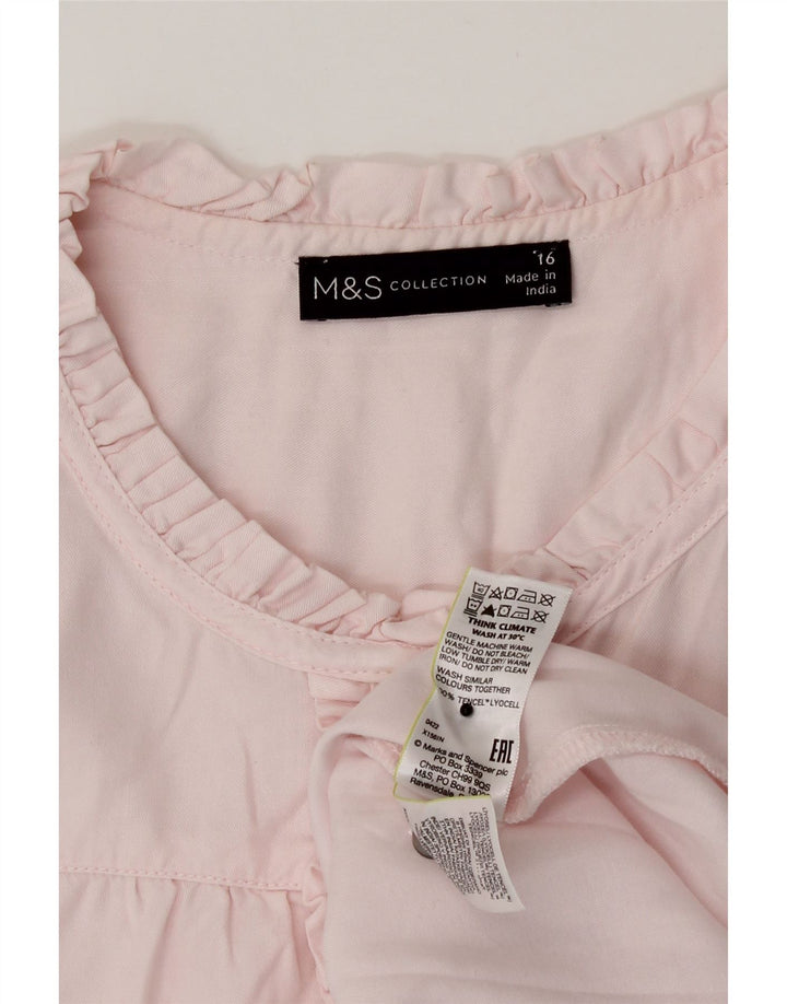 Женская блузка-рубашка с оборками спереди Marks & Spencer, Великобритания, 16, большой розовый лиоцелл