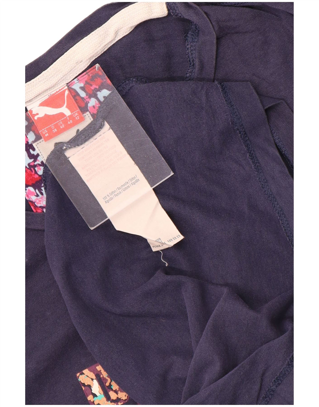 Женская футболка с рисунком Puma Top UK 12, средний темно-синий хлопок