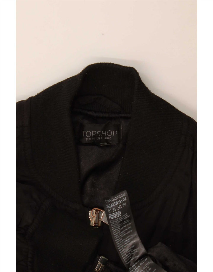 Женский бомбер оверсайз Topshop UK 6 XS, черный полиэстер