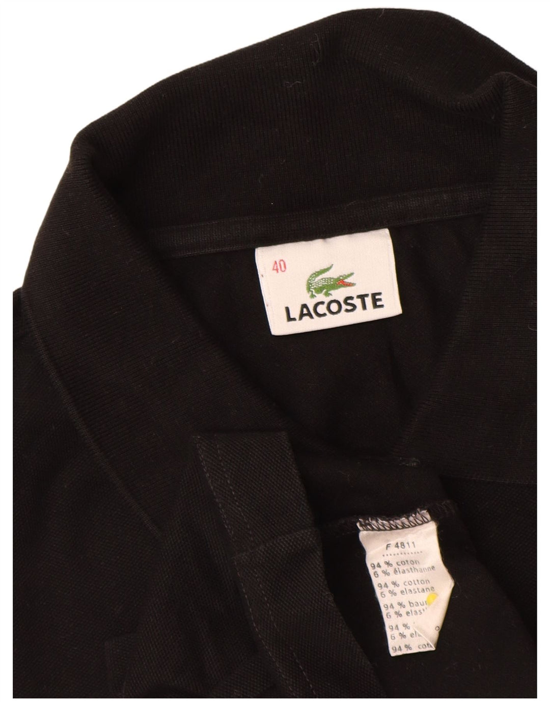 Женская рубашка поло Lacoste с длинным рукавом, размер 40, средний черный хлопок