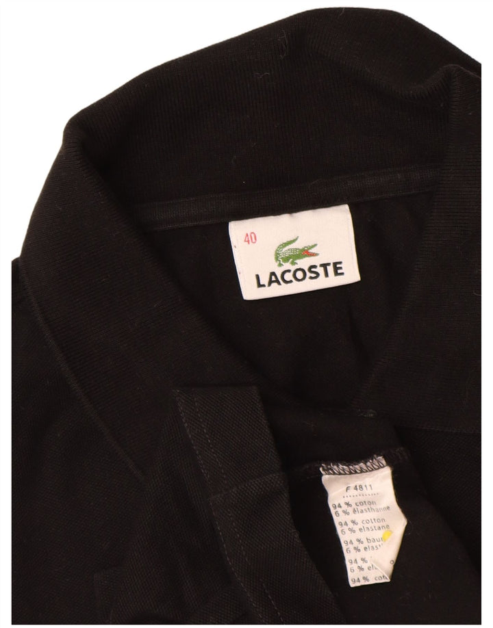 Женская рубашка поло Lacoste с длинным рукавом, размер 40, средний черный хлопок