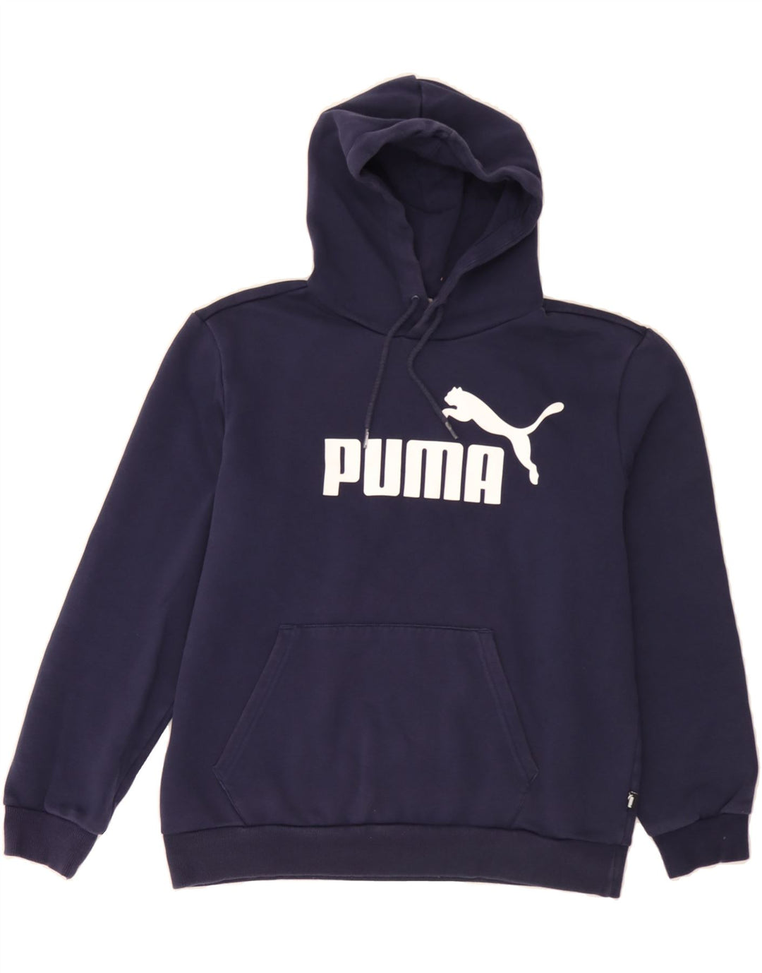 PUMA Mens Graphic Hoodie Jumper Medium Navy Blue Cotton Vintage Puma and Second-Hand Puma from Messina Hembry 