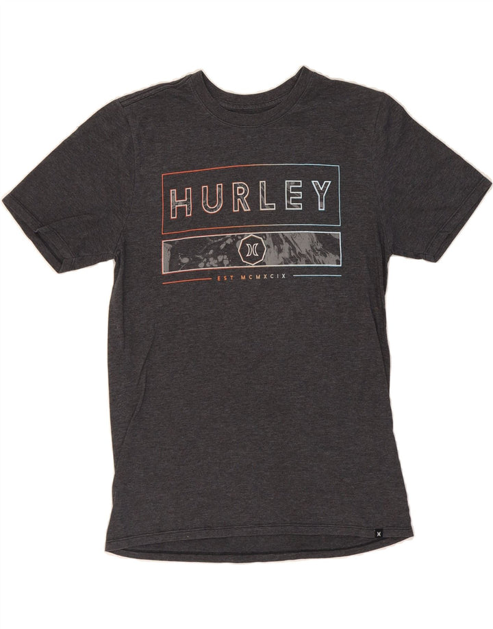 HURLEY Mens Graphic T-Shirt Top Medium Grey Polyester Vintage Hurley and Second-Hand Hurley from Messina Hembry 