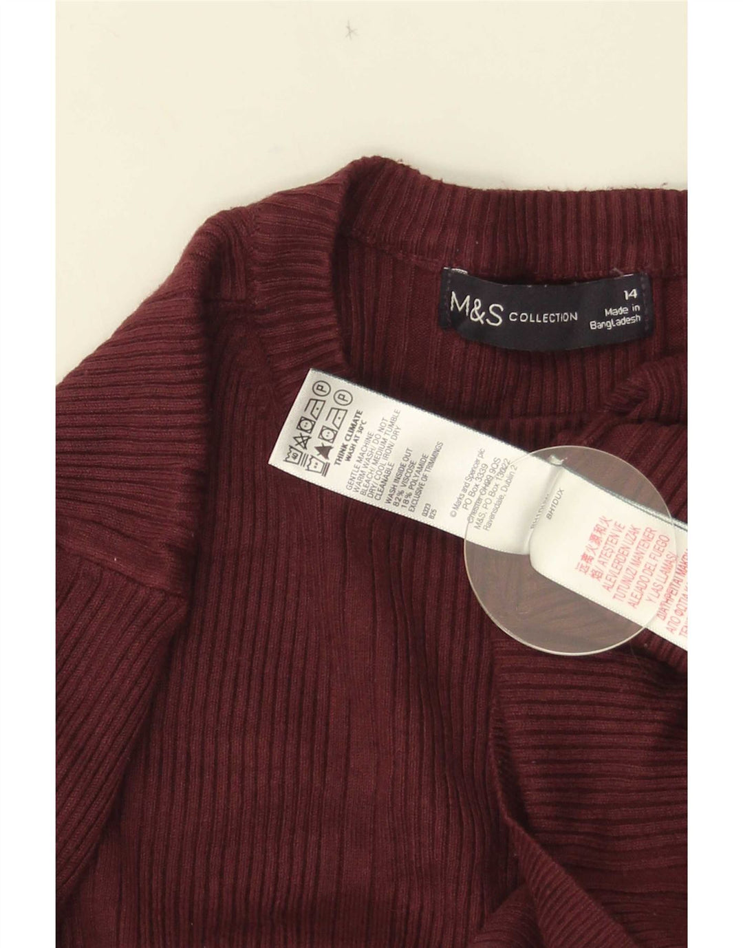 Женский джемпер с круглым вырезом Marks & Spencer UK 14, средний бордовый