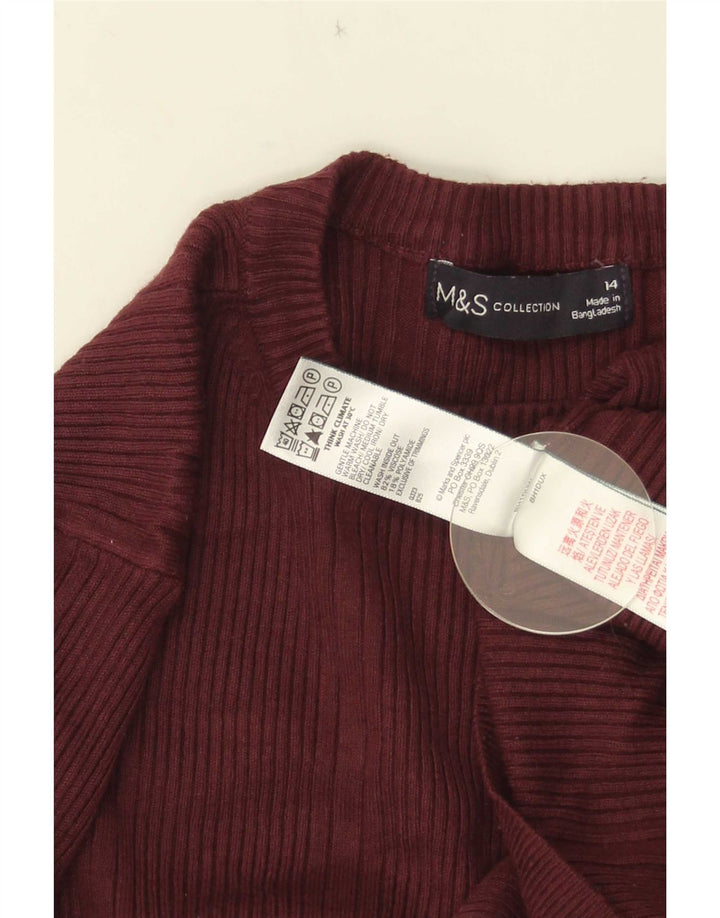 Женский джемпер с круглым вырезом Marks & Spencer UK 14, средний бордовый