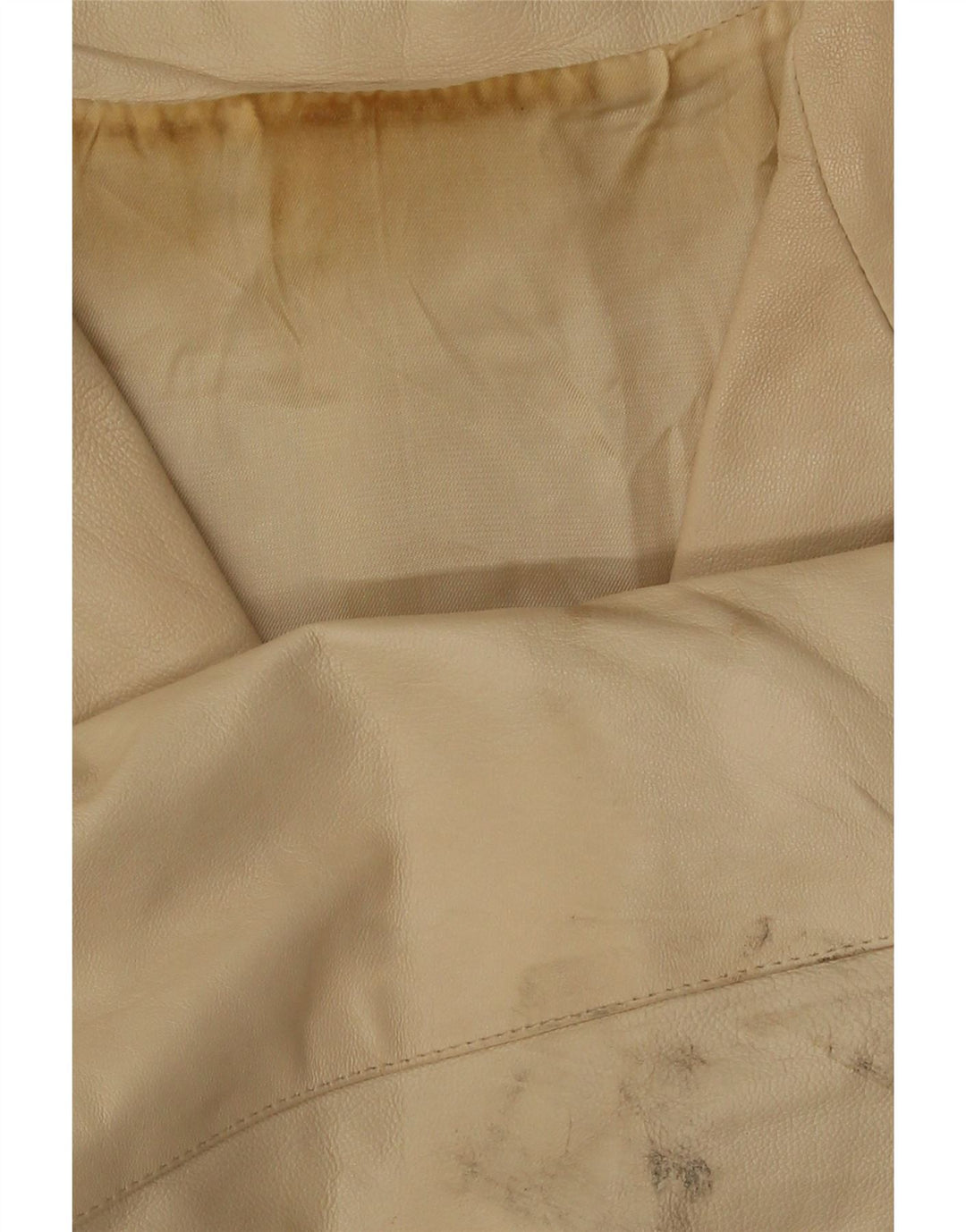 Винтажный женский кожаный пиджак на 3 пуговицах IT 48 XL Бежевый кожаный