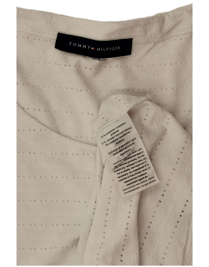 TOMMY HILFIGER Женская блузка без рукавов, топ UK 18 XL, белый полиэстер