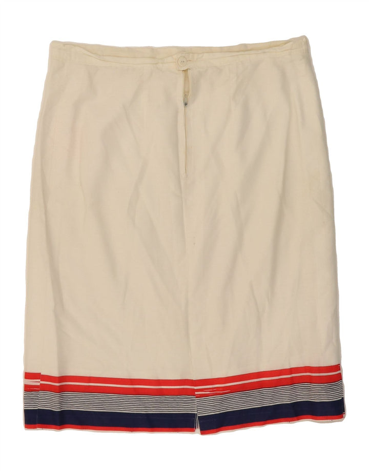 VINTAGE Womens Straight Skirt W34 Large White Striped Vintage Vintage and Second-Hand Vintage from Messina Hembry 