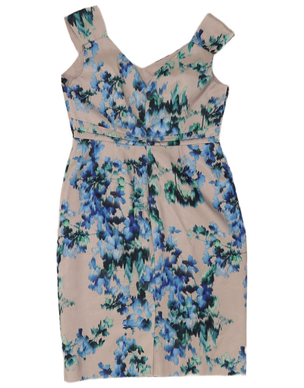 Женское платье-футляр без рукавов Monsoon UK 14, большой серый полиэстер с цветочным принтом