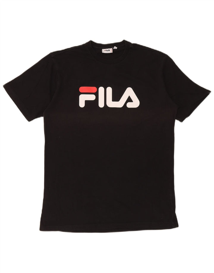 Мужская футболка с рисунком Fila, маленький черный хлопок