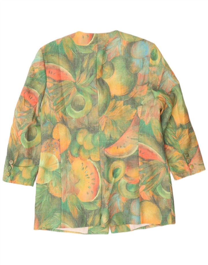 ВИНТАЖНЫЙ женский удлиненный пиджак с абстрактным узором EU 42, большой зеленый цвет