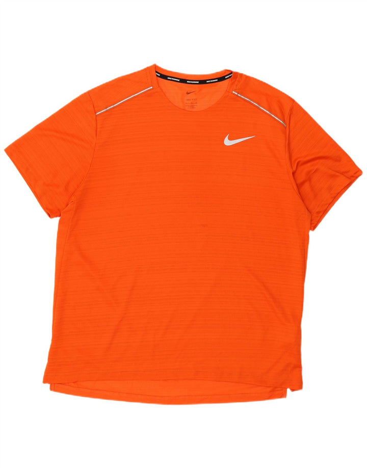 Мужская футболка Nike Dri Fit Top XL из полиэстера в оранжевую полоску