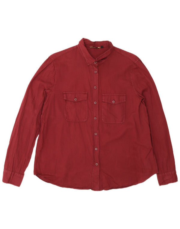 Женская рубашка Massimo Dutti EU 44 XL бордовый хлопок