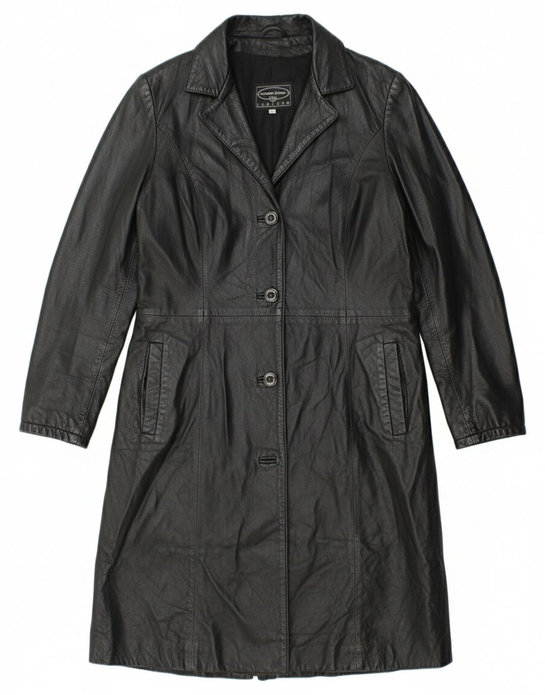 Roberta Ferrini Женское кожаное пальто IT 44 Medium Black Leather