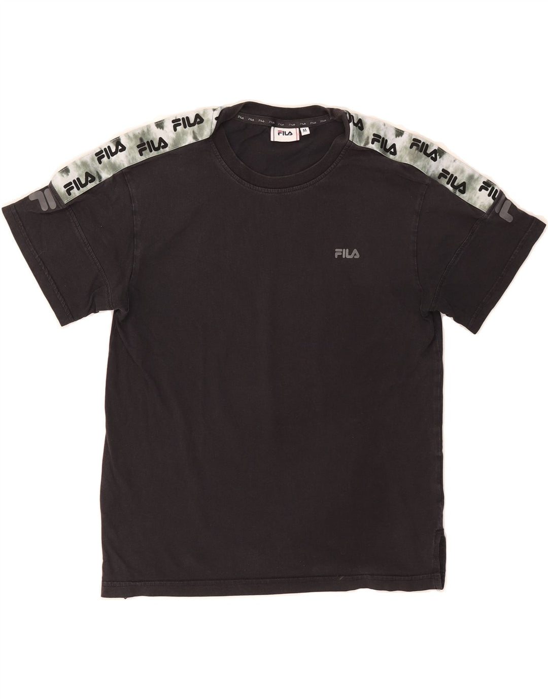 FILA Mens Graphic T-Shirt Top Medium Black Colourblock Vintage Fila and Second-Hand Fila from Messina Hembry 