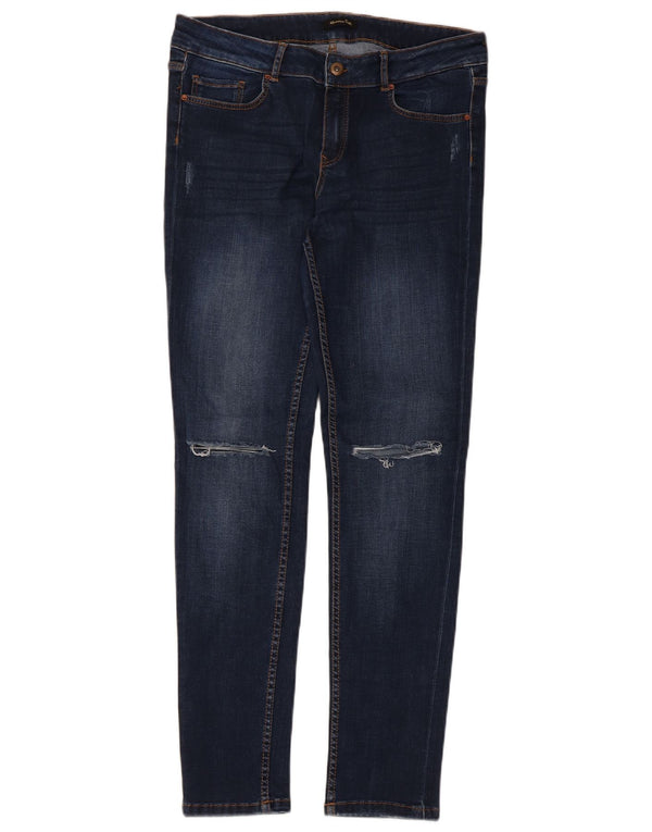 Женские потертые джинсы скинни Massimo Dutti EU 42, большие W32 L30, темно-синие